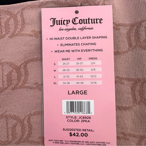 Juicy Couture Women’s Shaping Biker Shorts Sz Large Pk/2 Hi-Waist Shapes Sculpts - Picture 6 of 8